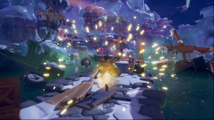 The level teaches you about an interesting mechanic – you can slow the time down after picking up a mask - Crash 4: Snow Way Out - demo walkthrough - Demo walkthrough - Crash 4 Guide, Walkthrough