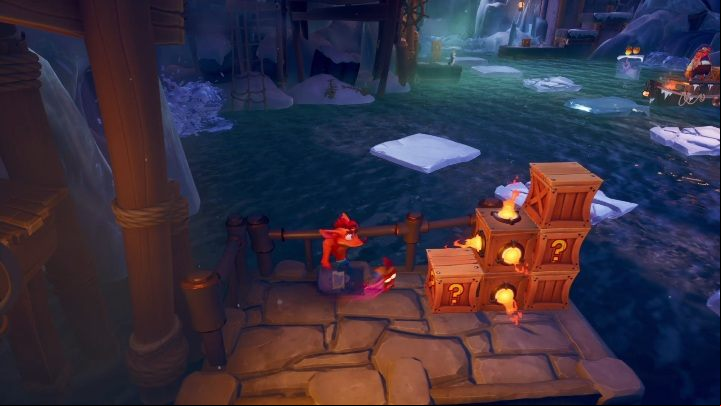 Soon, you will encounter fire chests that can deal you a lot of damage Watch out for them - Crash 4: Snow Way Out - demo walkthrough - Demo walkthrough - Crash 4 Guide, Walkthrough
