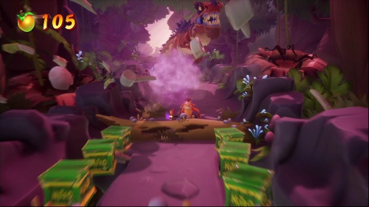 In the next part of the map, you will encounter a hostile dinosaur - Crash 4: Dino Dash - demo walkthrough - Demo walkthrough - Crash 4 Guide, Walkthrough