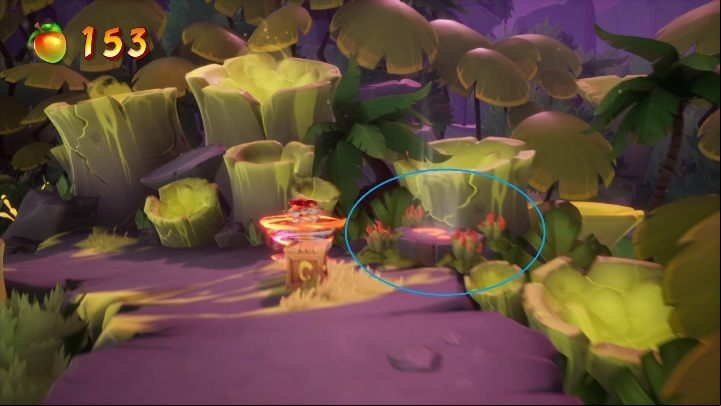 The entrance to the secret level is near the dinosaur, on the curve - Crash 4: Dino Dash - demo walkthrough - Demo walkthrough - Crash 4 Guide, Walkthrough