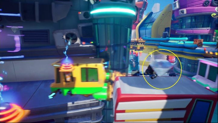 The hidden gem is found at the very beginning of the stage, during the first sequence in which you jump on cars - Crash 4: All Hidden Gems - list, location - Secrets - Crash 4 Guide, Walkthrough