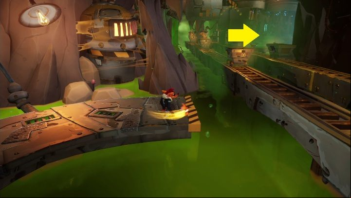 Once you see tracks, you must jump on the platform on the right side - Crash 4: Secret stage - how to unlock? - Secrets - Crash 4 Guide, Walkthrough