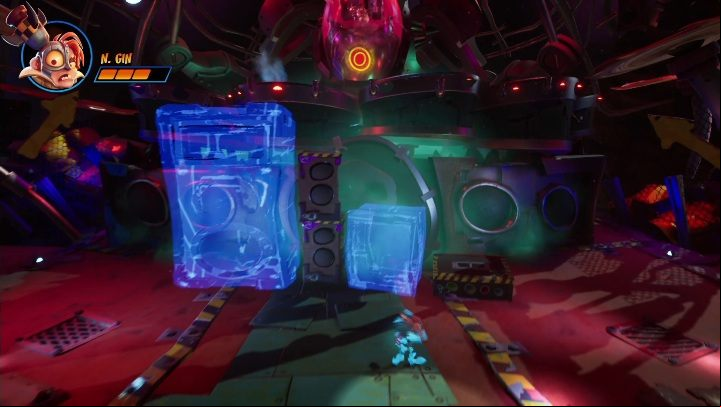 After hitting all three enemies, you have to run to the main opponent and hit a red point on him - Crash 4: N. Gin boss fight - how to beat? - Bosses - Crash 4 Guide, Walkthrough