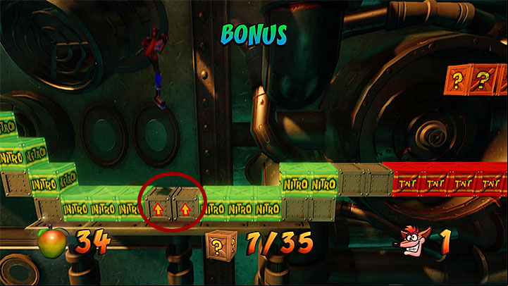 If youve decided to continue with the current level, pick-up the purple gem and step on the bonus platform (screenshot 1) - Hangin Out | Crash Bandicoot 2 | Levels - Crash Bandicoot 2 - Alpine Warp Room - Crash Bandicoot N. Sane Trilogy Game Guide