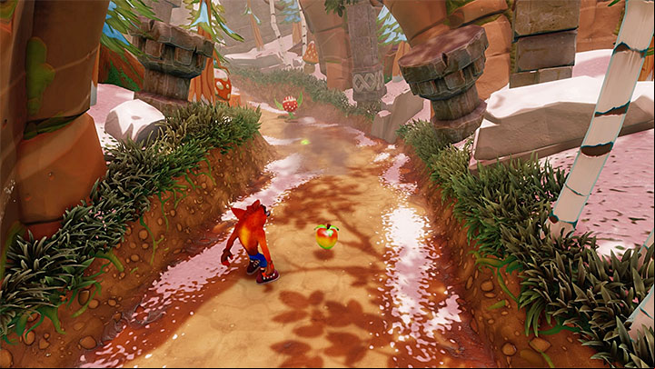 Youll encounter the first opponent shortly after initiating the stage - red carnivorous plants that spew exploding seeds - Diggin It | Crash Bandicoot 2 | Levels - Crash Bandicoot 2 - Alpine Warp Room - Crash Bandicoot N. Sane Trilogy Game Guide