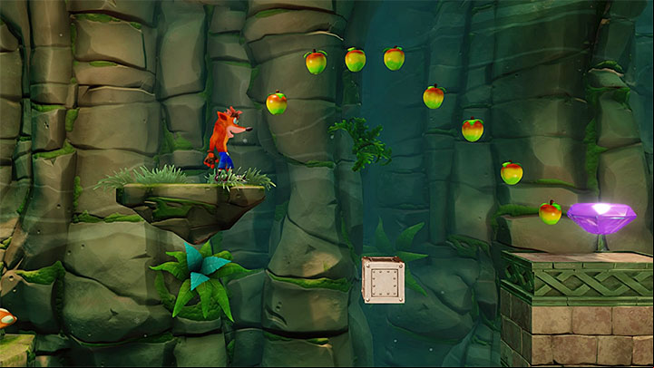Continue the journey until you reach the green boxes that form a staircase (shown on picture 1) - Bee-Having | Crash Bandicoot 2 | Levels - Crash Bandicoot 2 - Alpine Warp Room - Crash Bandicoot N. Sane Trilogy Game Guide