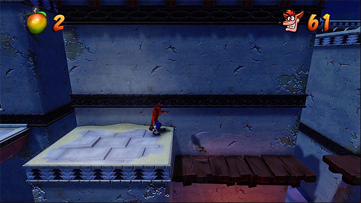 If you have not died yet, on the next roof, apart from crates, you will find a plate with skull shown in screenshot 1 which will take you to the Death Route - Flaming ion | Crash Bandicoot 3 | Levels - Crash Bandicoot 3 - Future location - Crash Bandicoot N. Sane Trilogy Game Guide