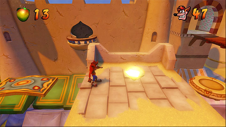 This location is not too difficult and, if you already have the bazooka, you can use it to eliminate some of the opponents and obstacles - Hang Em High | Crash Bandicoot 3 | Levels - Crash Bandicoot 3 - Arabic location - Crash Bandicoot N. Sane Trilogy Game Guide
