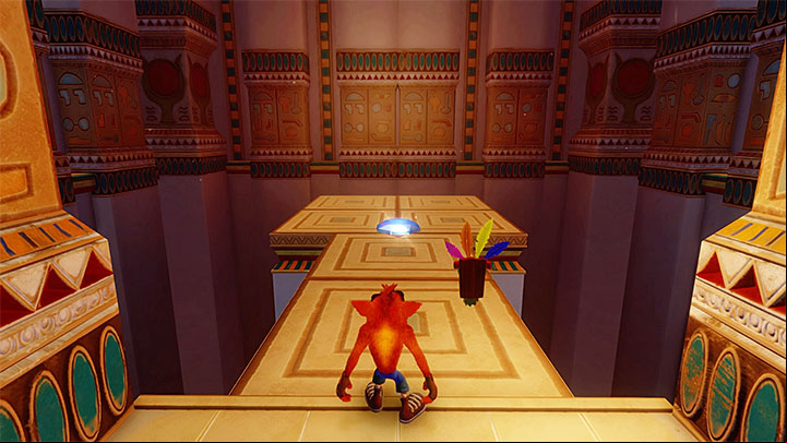 If you have not died yet, apart from a checkpoint, soon you will find a plate with skull shown in screenshot 1 that will take you to the Death Route - Tomb Wader | Crash Bandicoot 3 | Levels - Crash Bandicoot 3 - Egyptian location - Crash Bandicoot N. Sane Trilogy Game Guide