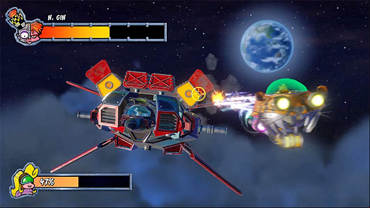 Only after you have shot down the above three elements, turn to the four rocket launchers (the rockets themselves had to be destroyed earlier, of course) - Dr. Nitrus Gin | Crash Bandicoot 3 | Boss fights - Crash Bandicoot 3: Warped - Crash Bandicoot N. Sane Trilogy Game Guide
