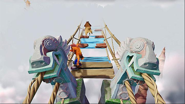 The entire level is a mountain path where you will have to cross hanging bridges - Road to Nowhere | Wumpa Island | Levels - Crash Bandicoot - Wumpa Island - Crash Bandicoot N. Sane Trilogy Game Guide