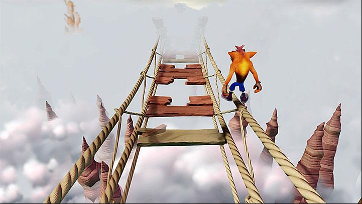 If you find it difficult to jump between planks or you dont want to lose too many lives, you can try to run across one of the ropes - Road to Nowhere | Wumpa Island | Levels - Crash Bandicoot - Wumpa Island - Crash Bandicoot N. Sane Trilogy Game Guide