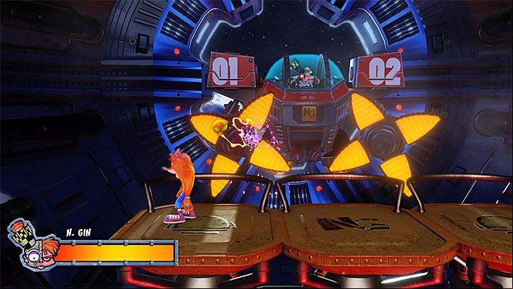 You have to use apples to attack the boss - Mech Wrecked | Crash Bandicoot 2 Trophy Guide - Crash Bandicoot 2: Cortex Strikes Back - Crash Bandicoot N. Sane Trilogy Game Guide