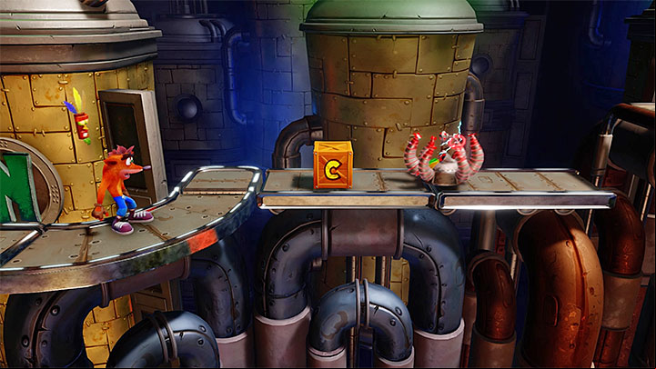 Destroy the first few crates that are near the starting place - Piston It Away | Crash Bandicoot 2 | Levels - Crash Bandicoot 2 - High-Tech Warp Room - Crash Bandicoot N. Sane Trilogy Game Guide
