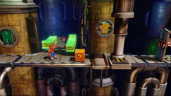 When you leave the bonus round you must keep moving right - Piston It Away | Crash Bandicoot 2 | Levels - Crash Bandicoot 2 - High-Tech Warp Room - Crash Bandicoot N. Sane Trilogy Game Guide