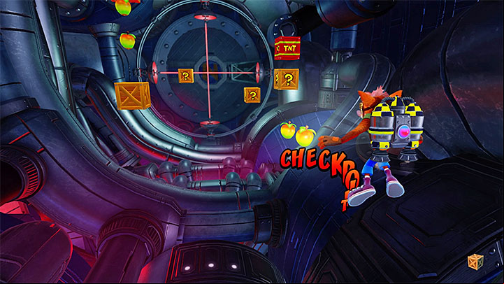 When you equip the jet pack you can start your flight (R2 allows you to fly forward and L2 is used for turning back, e - Rock It | Crash Bandicoot 2 | Levels - Crash Bandicoot 2 - High-Tech Warp Room - Crash Bandicoot N. Sane Trilogy Game Guide