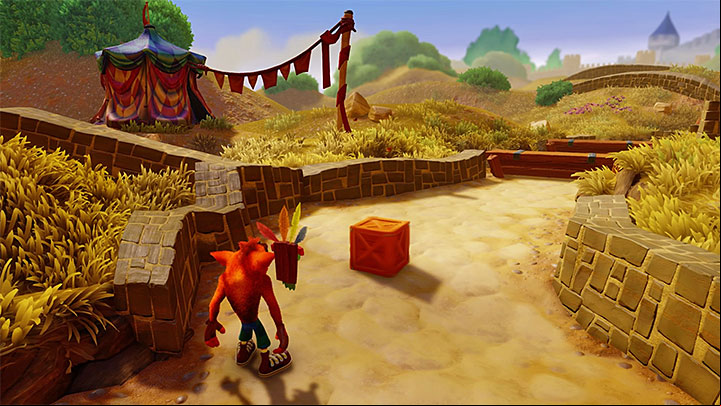 Follow the road and destroy all crates that are on your way - Toad Village | Crash Bandicoot 3 | Levels - Crash Bandicoot 3 - Medieval location - Crash Bandicoot N. Sane Trilogy Game Guide