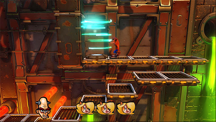 Continue to the right and to keep an eye out for more tokens because, at the beginning of this stage, you can also find a Tawnas token and the second Nitrus Brios token - Heavy Machinery | Cortex Island | Levels - Crash Bandicoot - Cortex Island - Crash Bandicoot N. Sane Trilogy Game Guide