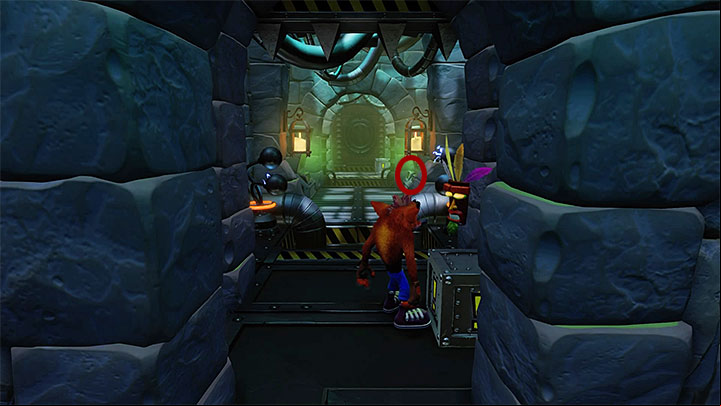 Hitting the exclamation mark chest opens a age to a new room presented in the picture above - The Lab | Cortex Island | Levels - Crash Bandicoot - Cortex Island - Crash Bandicoot N. Sane Trilogy Game Guide