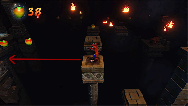 The last, third, token can be found shortly after reaching the pole presented in the picture above - Cortexs Terrifying Trial | Crash Bandicoot | Levels - Crash Bandicoot - Crash Bandicoot N. Sane Trilogy Game Guide