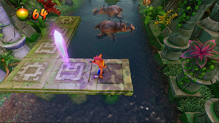 Regardless of whether youve visited the secret area or not, continue moving up the river - Hang Eight | Crash Bandicoot 2 | Levels - Crash Bandicoot 2 - Jungle Warp Room - Crash Bandicoot N. Sane Trilogy Game Guide