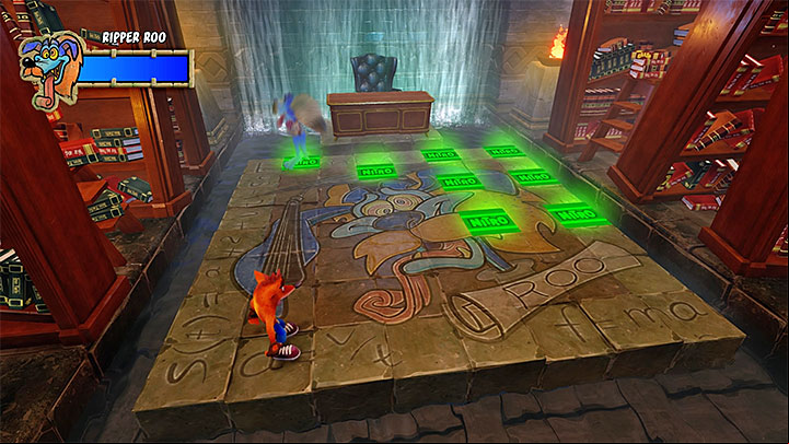 The second phase is pretty much the same, and sees you avoid nitroglycerin charges - Ripper Roo | Boss Fights in Crash Bandicoot 2 - Crash Bandicoot 2 - Crash Bandicoot N. Sane Trilogy Game Guide