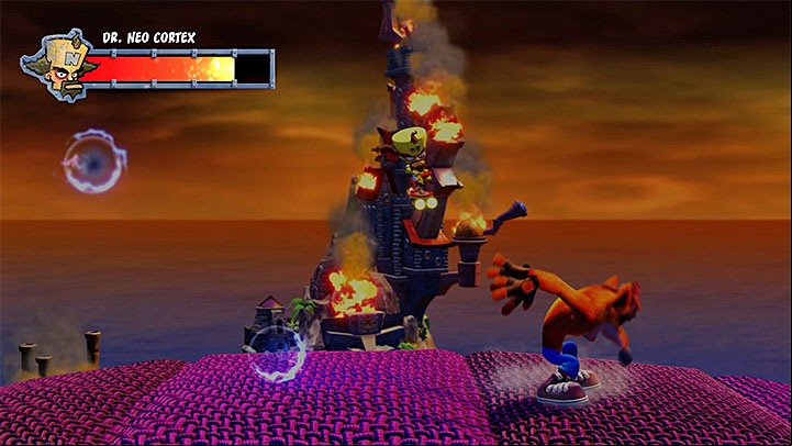 Avoid the slow blue projectiles - Dr. Neo Cortex (final boss) | Boss Fights in Crash Bandicoot - Crash Bandicoot - Crash Bandicoot N. Sane Trilogy Game Guide