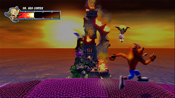 Run to the right and be ready to quickly turn around and jump left - Dr. Neo Cortex (final boss) | Boss Fights in Crash Bandicoot - Crash Bandicoot - Crash Bandicoot N. Sane Trilogy Game Guide