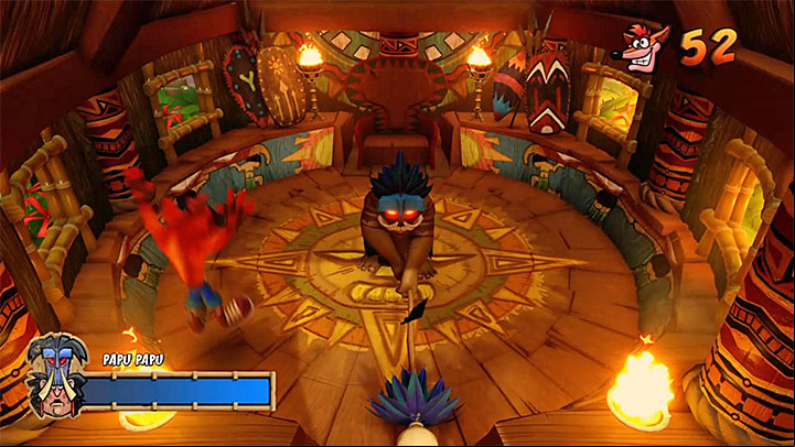 Run or jump away from the place where Papu Papu intends to hit the ground - Papu Papu | Boss Fights in Crash Bandicoot - Crash Bandicoot - Crash Bandicoot N. Sane Trilogy Game Guide