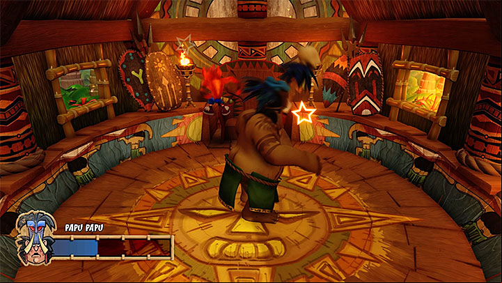 Jumping on the head of the boss will stun him and take away one of his health points - Papu Papu | Boss Fights in Crash Bandicoot - Crash Bandicoot - Crash Bandicoot N. Sane Trilogy Game Guide
