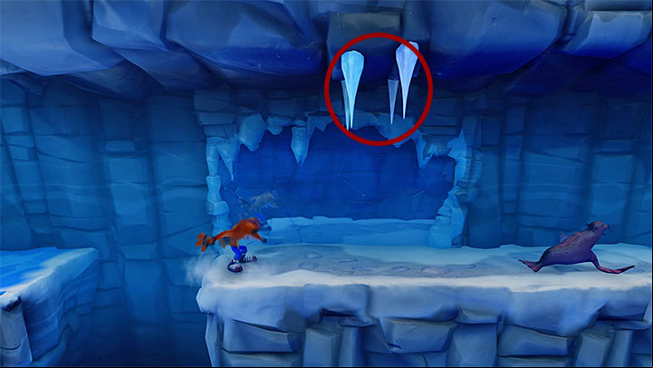 Regardless of whether you have explored the secret area or not, you will still have to go right - Snow Biz | Crash Bandicoot 2 | Levels - Crash Bandicoot 2 - Ice Warp Room - Crash Bandicoot N. Sane Trilogy Game Guide