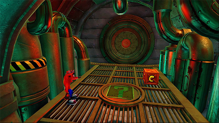 After you have obtained the green gem, return along the same path, up to the fork (again, watch out for the discharges and nitroglycerine crates - The Eel Deal | Crash Bandicoot 2 | Levels - Crash Bandicoot 2 - Ice Warp Room - Crash Bandicoot N. Sane Trilogy Game Guide