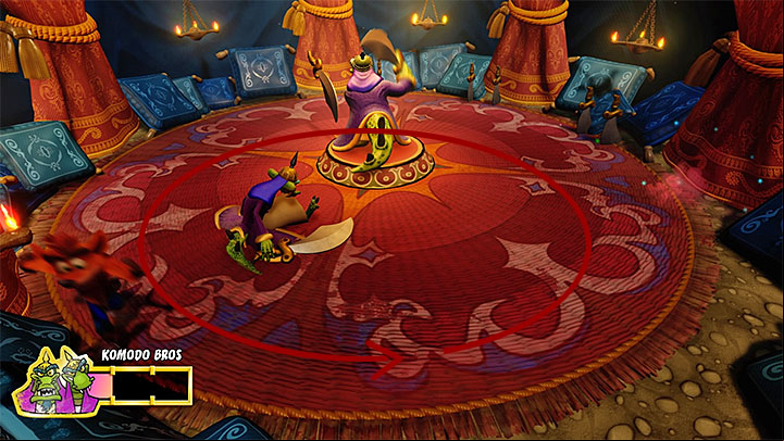 In the second phase, the other opponent takes over - Komodo Brothers | Boss Fights in Crash Bandicoot 2 - Crash Bandicoot 2 - Crash Bandicoot N. Sane Trilogy Game Guide