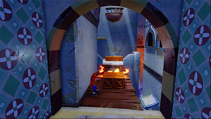 When you start the level you come across new obstacles - some enemies can throw pots with flammable substance at you (the picture above) - High Time | Crash Bandicoot 3 | Levels - Crash Bandicoot 3 - Oriental location - Crash Bandicoot N. Sane Trilogy Game Guide