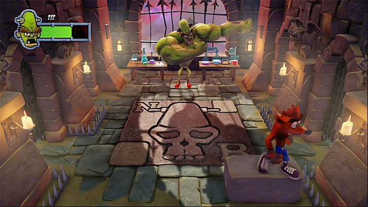 Jump on the stone brick and let the boss get close - Nitrus Broken | Crash Bandicoot Trophy Guide - Crash Bandicoot - Crash Bandicoot N. Sane Trilogy Game Guide