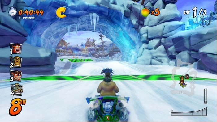 The last letter is on the ice ramp at the end of the route - CTR Mode - Crash Team Racing in Crash Team Racing Nitro-Fueled - Game modes - Crash Team Racing Nitro-Fueled Guide