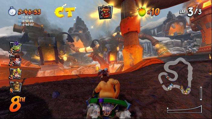 You will find the letter C before the gutter with the sphere-trap - CTR Mode - Crash Nitro Cart in Crash Team Racing Nitro-Fueled - Game modes - Crash Team Racing Nitro-Fueled Guide