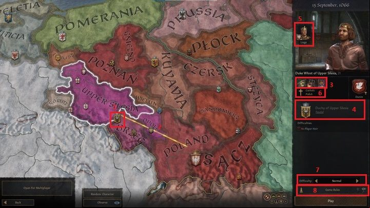 By clicking on one of the smaller coats of arms (1), you can view the division of the country into istrative units - Crusader Kings 3: Starting your first playthrough - Basics - Crusader Kings 3 Guide