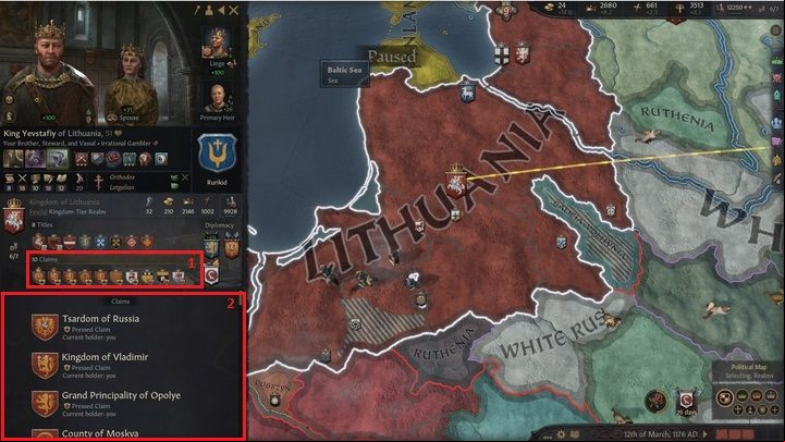 You can check the claims of a given ruler in their character tab - Crusader Kings 3: Titles - Kingdom management - Crusader Kings 3 Guide