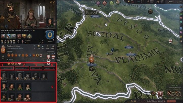 The last part of the character window is about their relationship with other characters - Crusader Kings 3: Interface Guide - Basics - Crusader Kings 3 Guide
