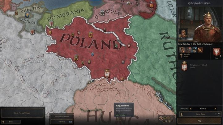 Select New Game from the main menu, then click the Play as any Ruler in 1066 button in the lower-left corner of the screen - Crusader Kings 3: First steps - Basics - Crusader Kings 3 Guide