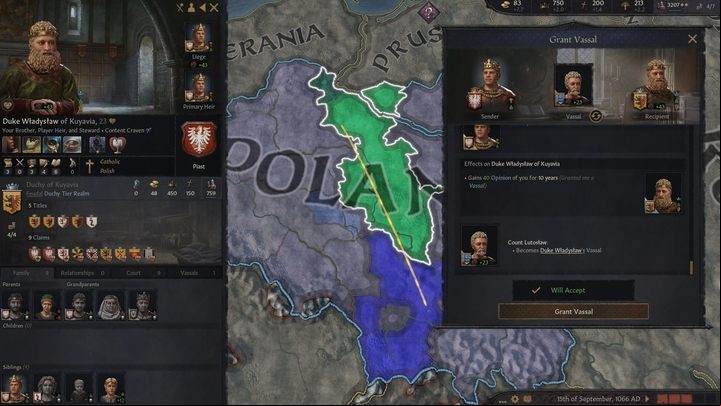This will improve your brother's opinion of you by 40, which is a lot and should guarantee his loyalty - Crusader Kings 3: First steps - Basics - Crusader Kings 3 Guide