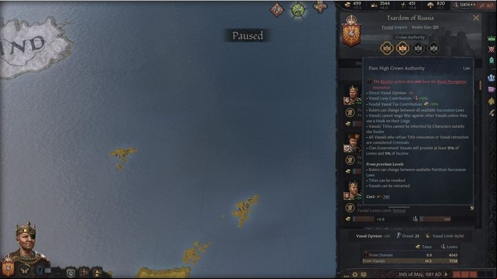 You can check the innovations needed to change a given level of authority by hovering over its icon. - Crusader Kings 3: Vassals - Kingdom management - Crusader Kings 3 Guide