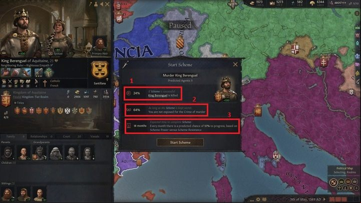 After selecting the scheme you are interested in, you will see a window with information about it - Crusader Kings 3: Council and court - Kingdom management - Crusader Kings 3 Guide