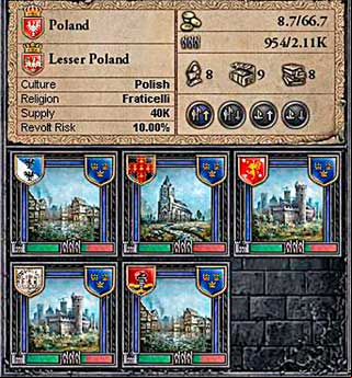 Sum of technological levels in the particular county is seen in its profile (icons of helmet, chest and books). - How does it work? - Technology - Crusader Kings II - Game Guide and Walkthrough