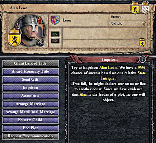 Imprisoning enemies is usually a good idea. - Problem? - Intrigues - Crusader Kings II - Game Guide and Walkthrough