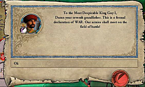 This statement is so often, that youll stop noticing it. - The Third Crusade - Official scenarios - Crusader Kings II - Game Guide and Walkthrough