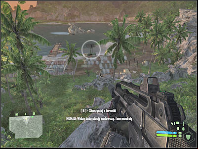 Start off by sliding down towards the encampment - Crysis: Mission 1, - part 4, walkthrough - Mission 1 - - Crysis Game Guide