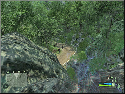 Eventually you will have to get closer to the river (3 on the map) - Crysis: Mission 2, Recovery - part 4, walkthrough - Mission 2 - Recovery - Crysis Game Guide