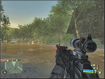Even if youre staying the shadows, you still have to avoid being spotted by an enemy gunship - Crysis: Mission 2, Relic - part 4, walkthrough - Mission 3 - Relic - Crysis Game Guide